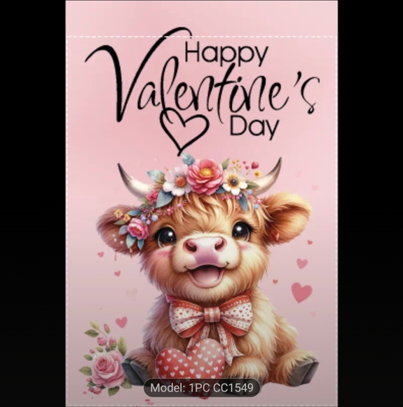 Valentine's Day Flag with Cow Design 2/$12 - Picture 2 of 6